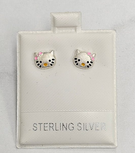 Silver Kitty Earrings