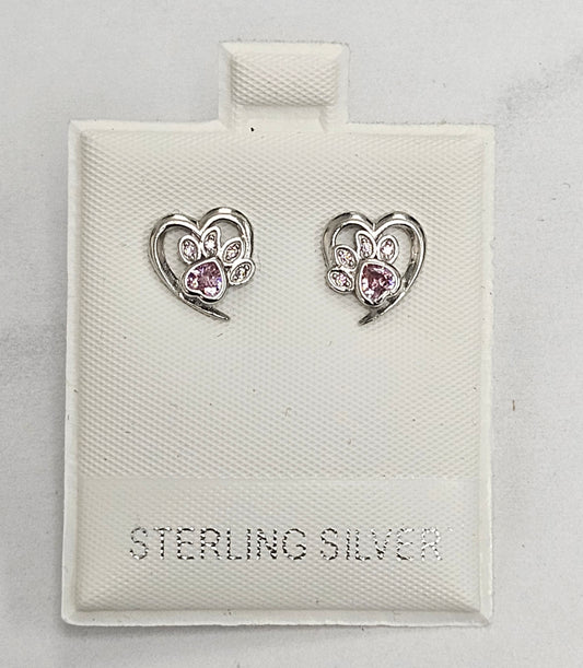 Silver Puppy Paw Earrings