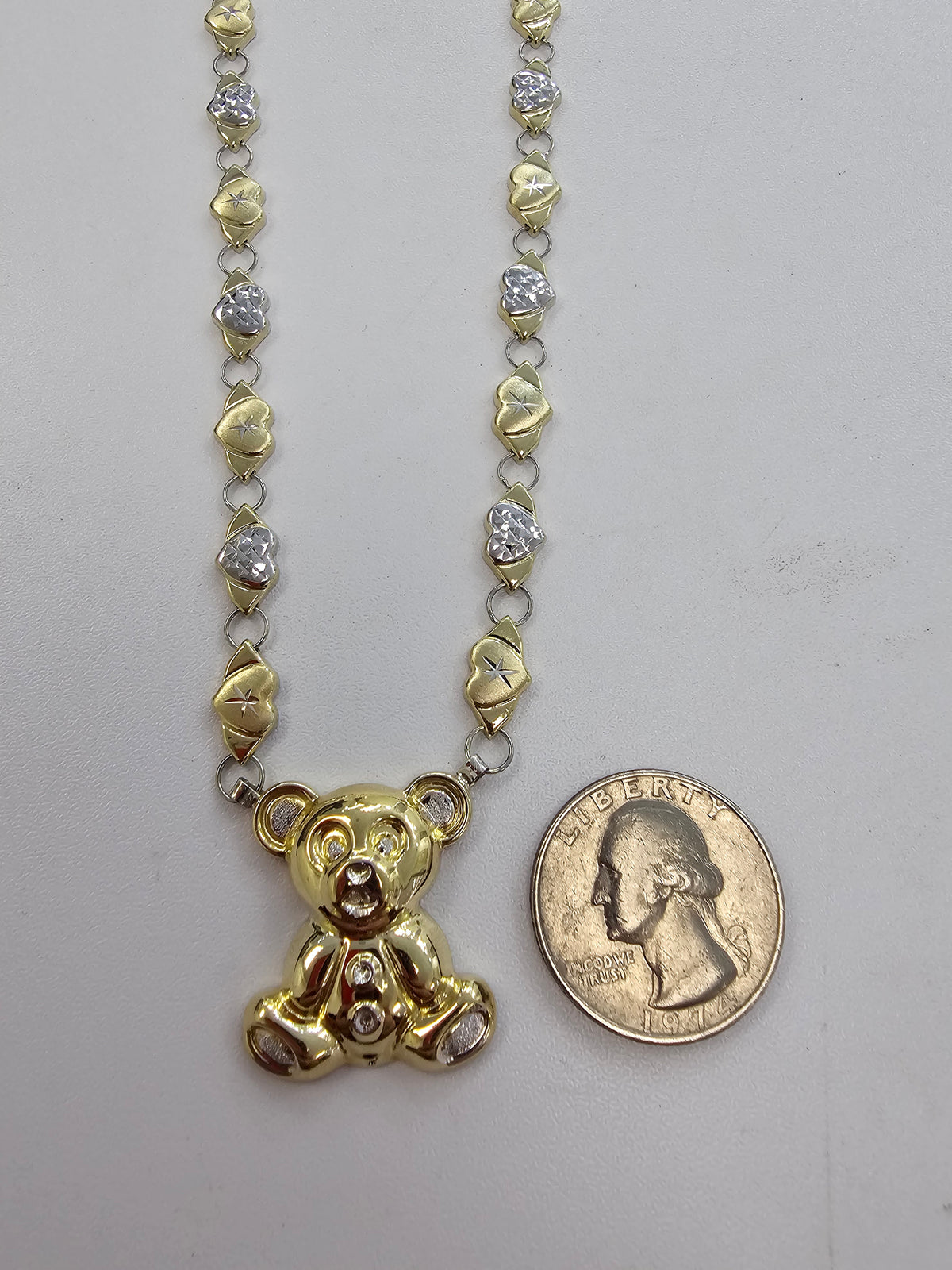 90/10 Teddy Bear Heart Necklace
