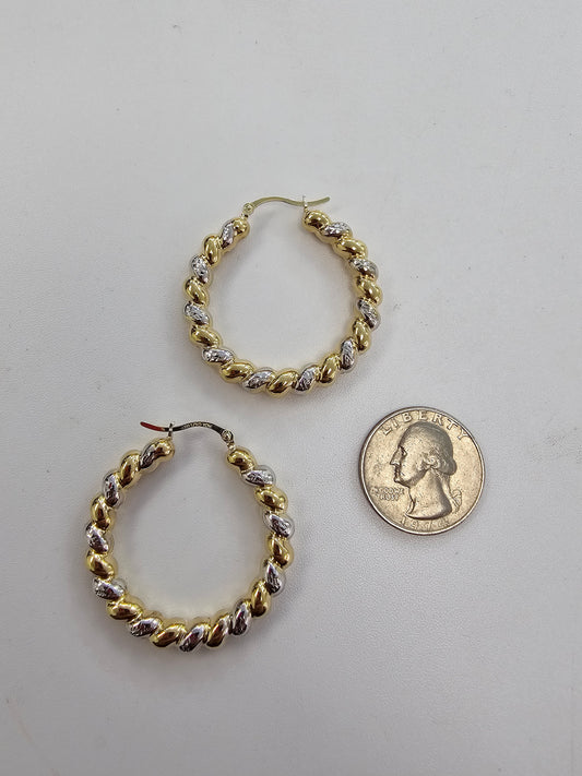 90/10 2 Tone Swirl Hoop Earrings