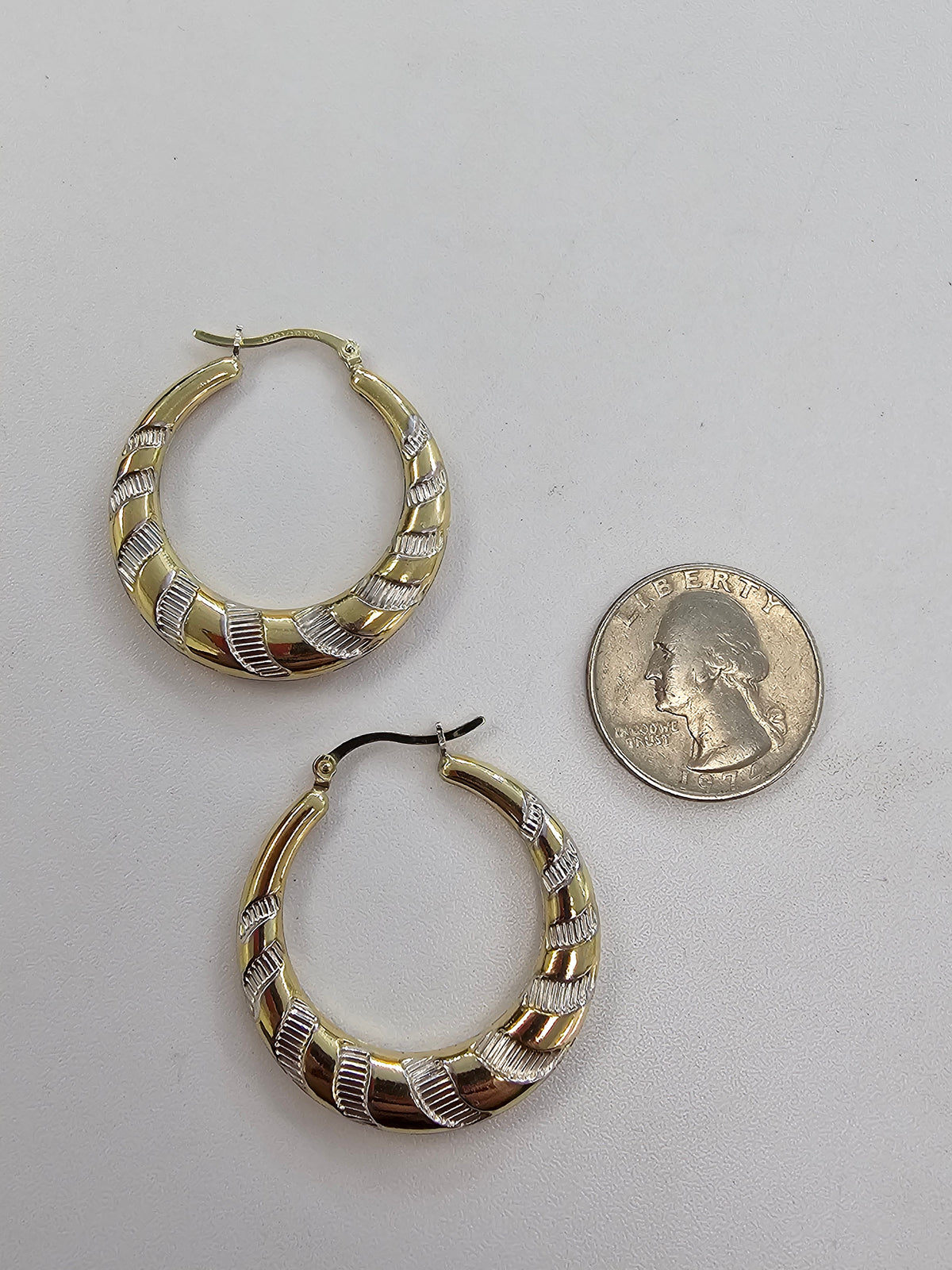 90/10 Two Tone Swirl Hoop Earings