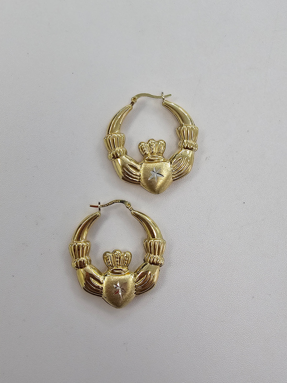 90/10 Claddagh Hoop Earrings