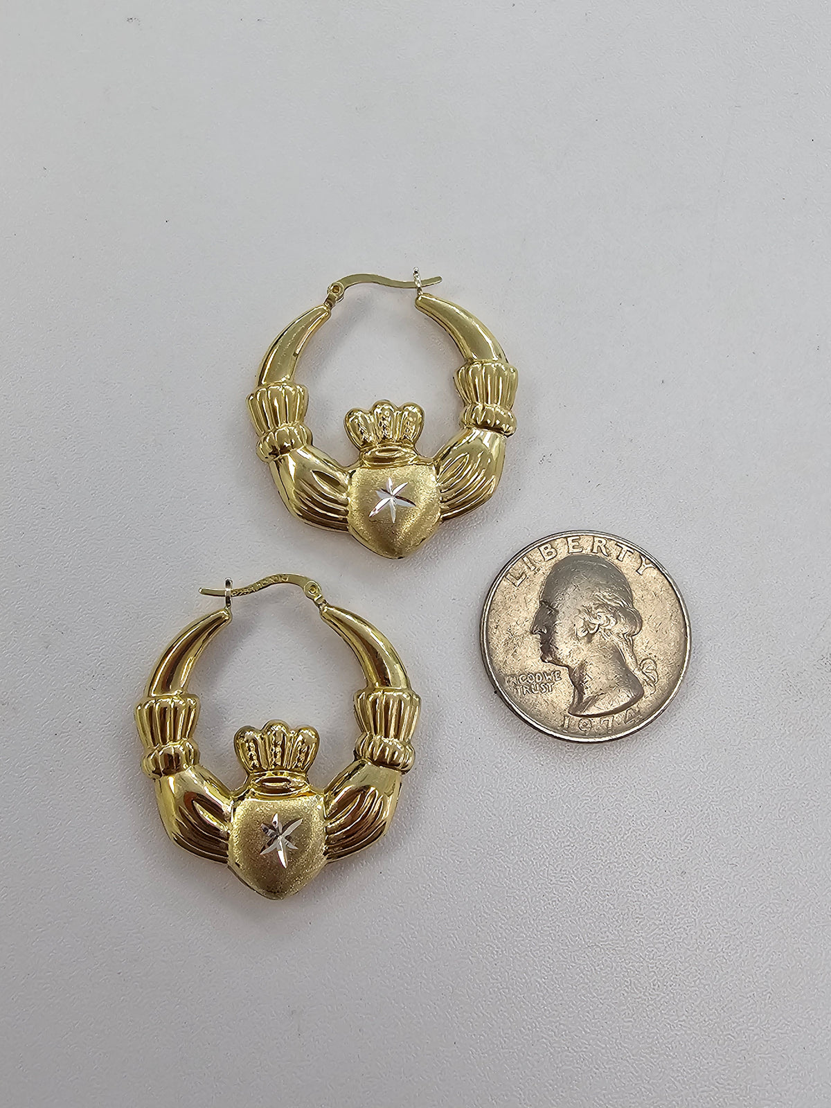 90/10 Claddagh Hoop Earrings