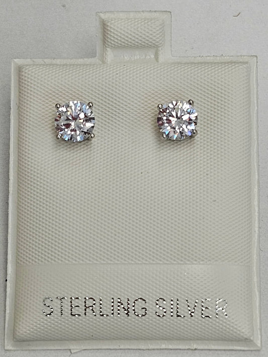 Silver Medium Round Stud Earrings