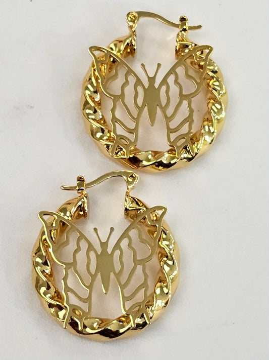 Medium Butterfly Hoop Earrings