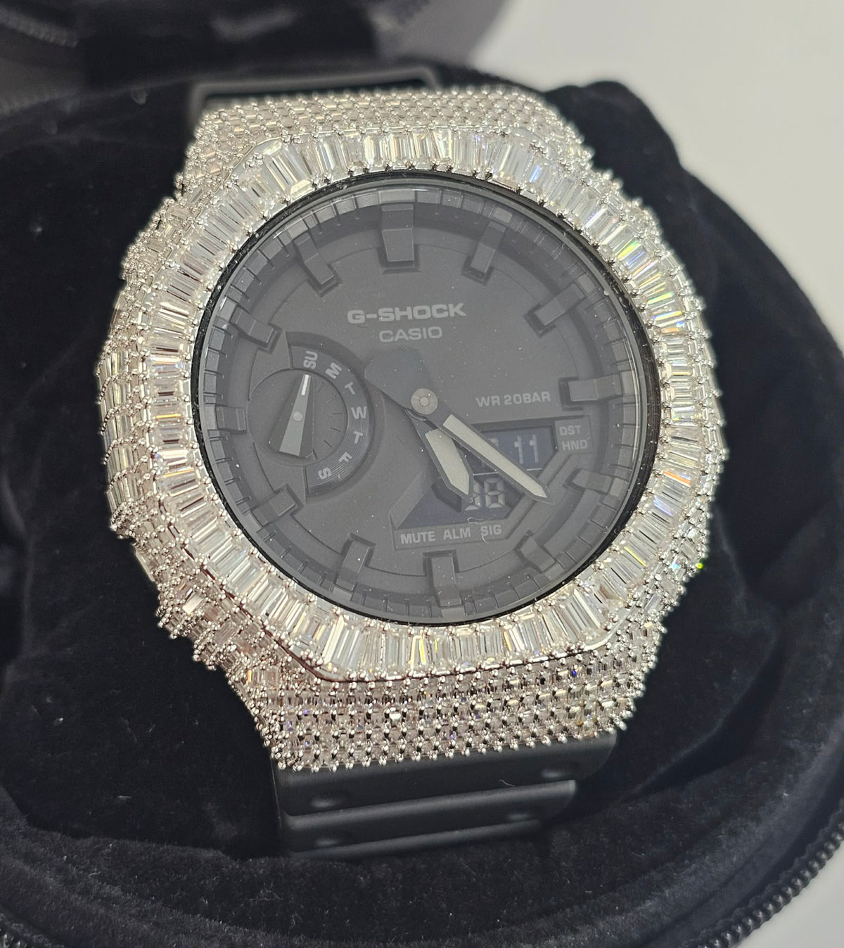 Iced Out VVS Moissanite G Shock Watch with Adjustable Watch Strap