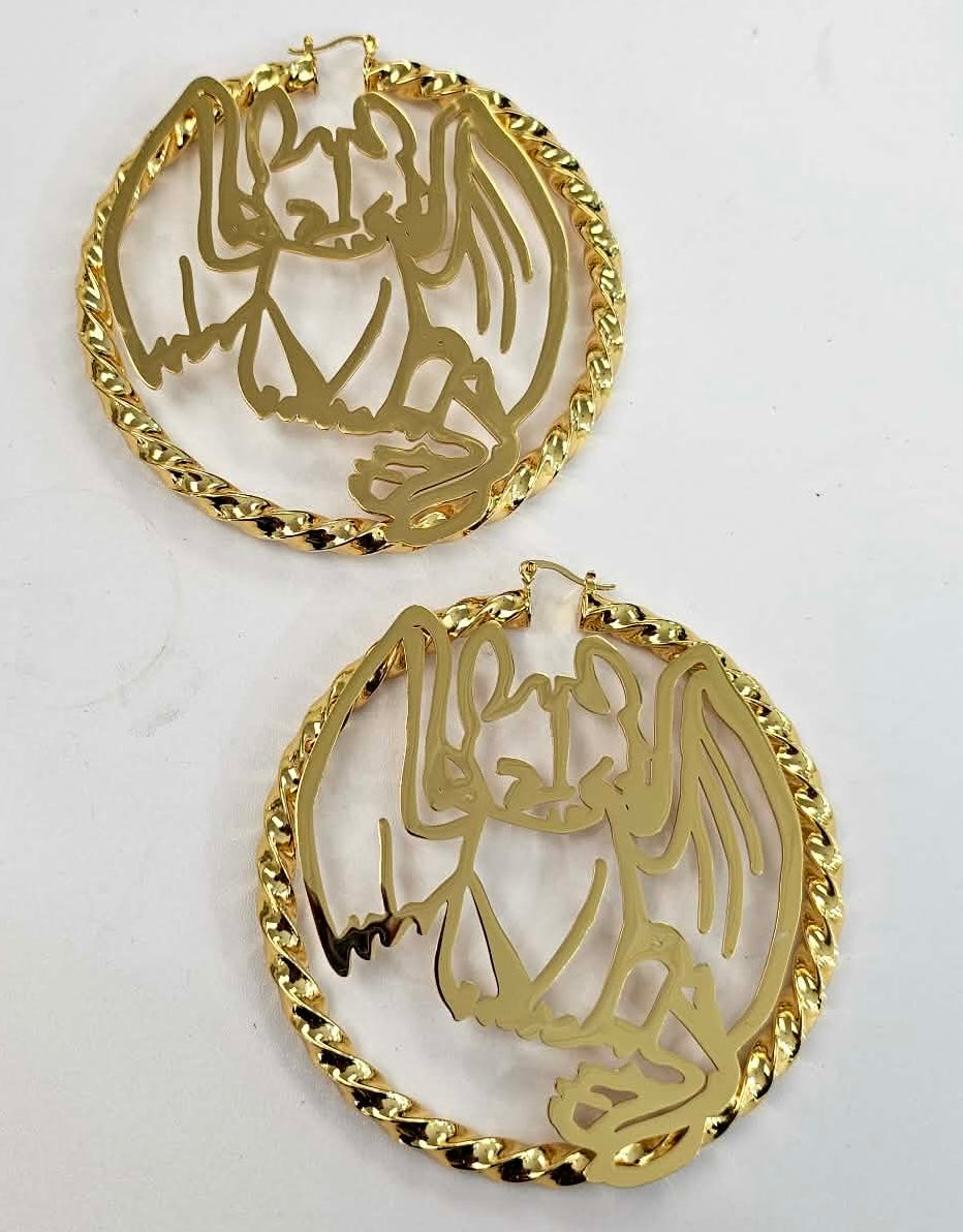 Extra Large Dragon Hoop Earrings