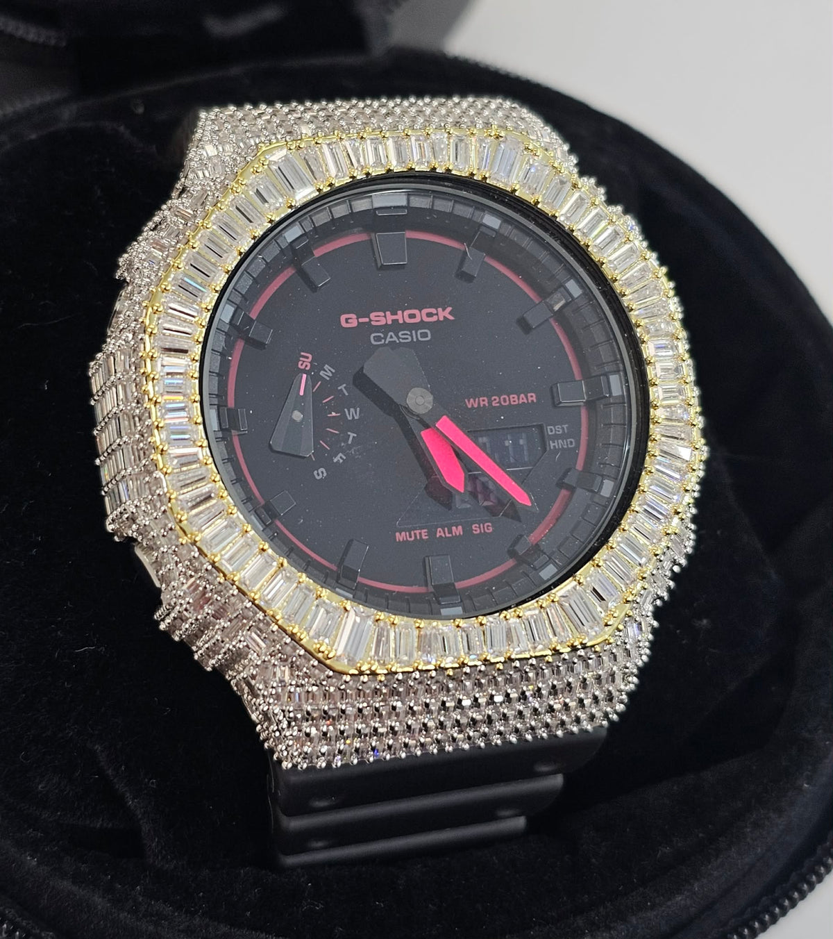 Iced Out VVS Moissanite G Shock Watch with Adjustable Watch Strap