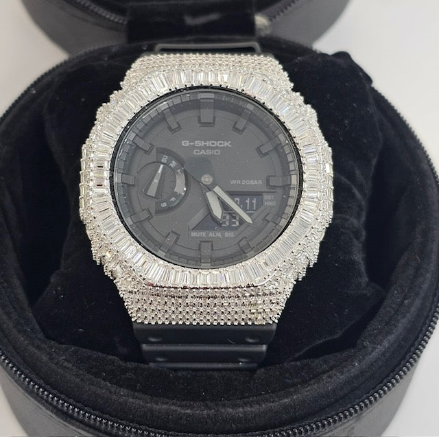 Iced Out VVS Moissanite G Shock Watch with Adjustable Watch Strap