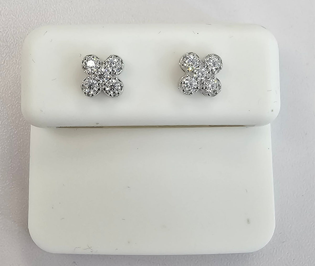 Silver Flower Earrings with VVS Moissanite Stones