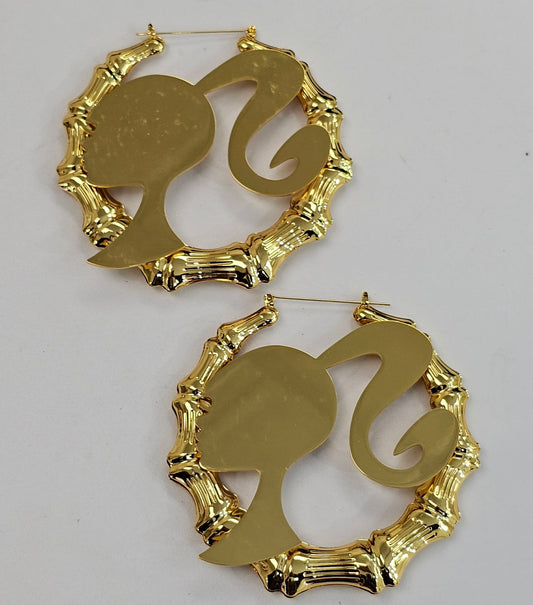 Extra Large Doll Themed Hoop Earrings