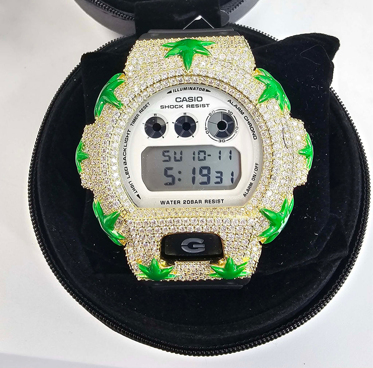 Iced Out VVS Moissanite G Shock Watch with Adjustable Watch Strap