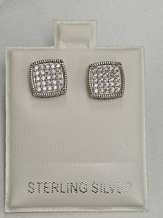 Silver Square Cubic Zirconia Earrings