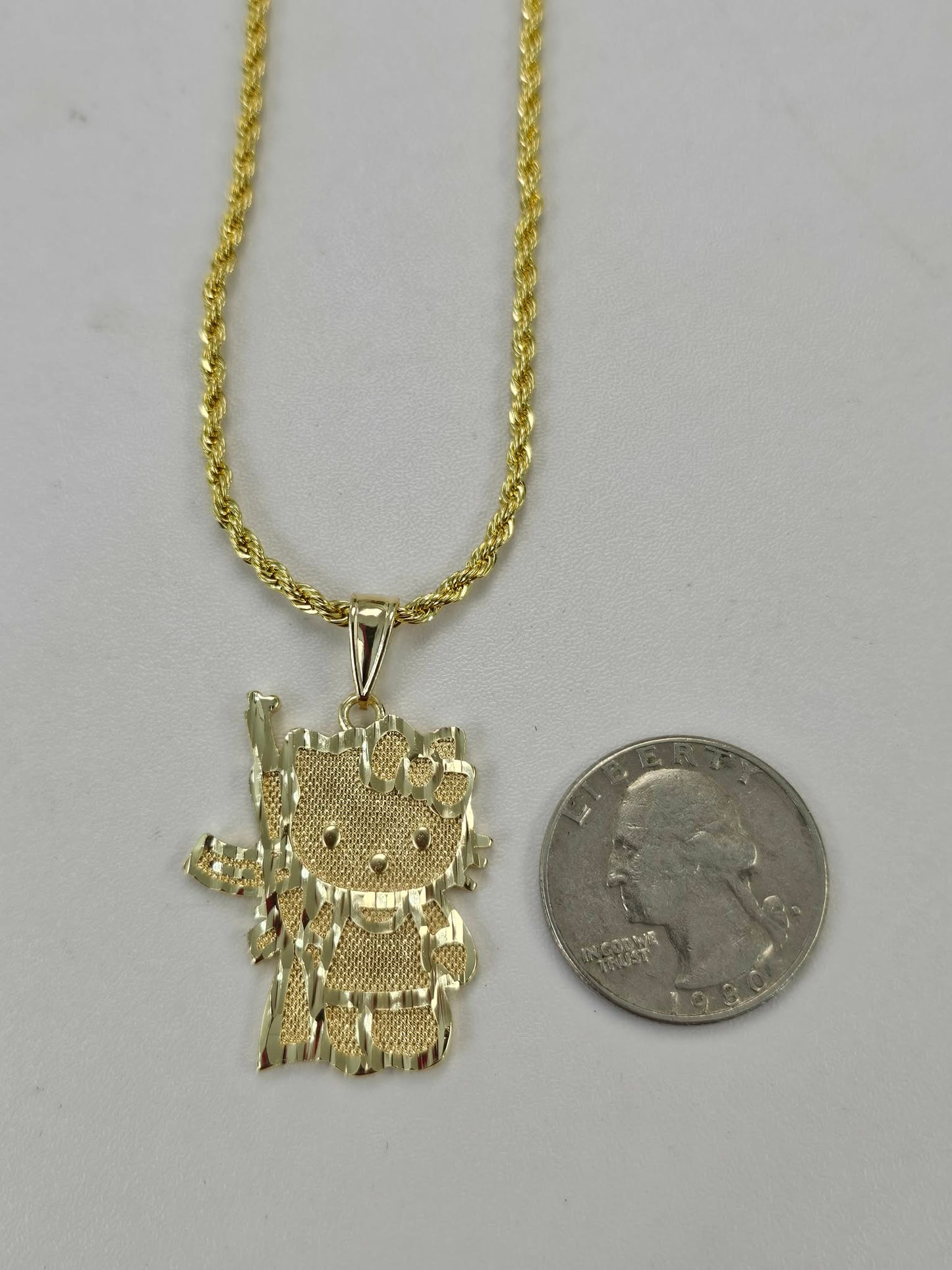 Strapped Kitty Pendant With Necklace