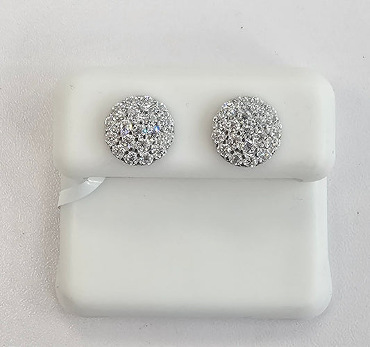 Silver Round Cluster Earrings with 1.15cttw VVS Moissanite Stones