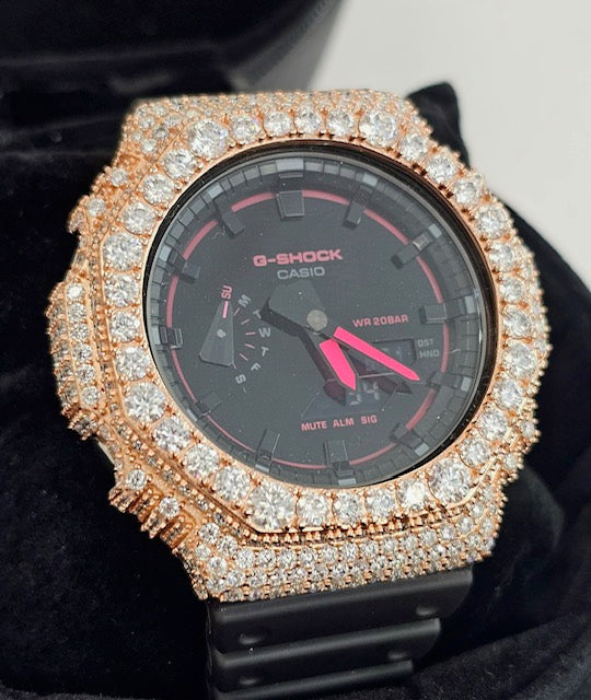 Iced Out VVS Moissanite G Shock Watch with Adjustable Watch Strap