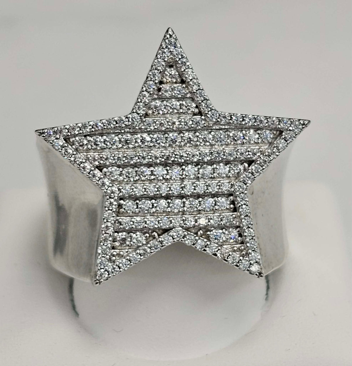 Silver Star Ring with VVS Moissanite Stones