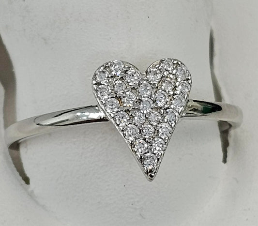 Silver Heart Ring With CZs