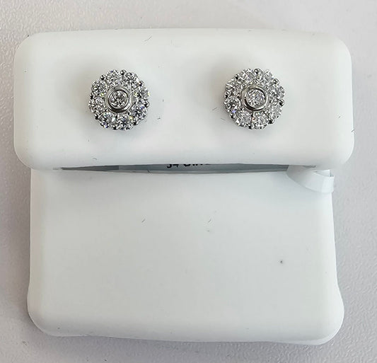 Silver Cluster Earrings with 0.52cttw VVS Moissanite Stones