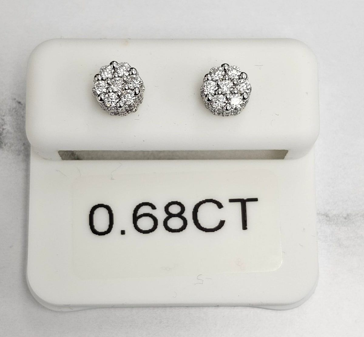 Silver Iced Out Cluster Earrings with 0.68cttw VVS Moissanite Stones