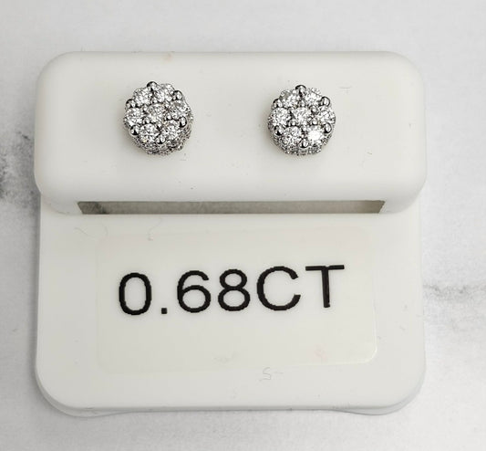 Silver Iced Out Cluster Earrings with 0.68cttw VVS Moissanite Stones