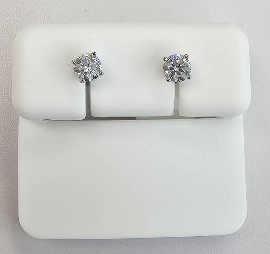 Silver Stud Earrings with .75cttw Moissanite Stones