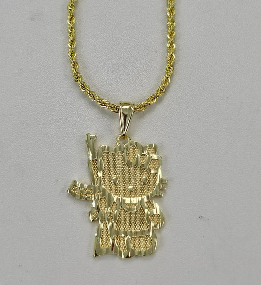 Strapped Kitty Pendant With Necklace