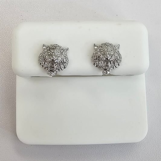 Silver Tiger Earrings with 0.28cttw VVS Moissanite Stones