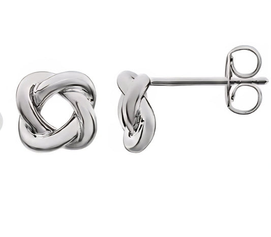 Silver Stud Knot Earrings