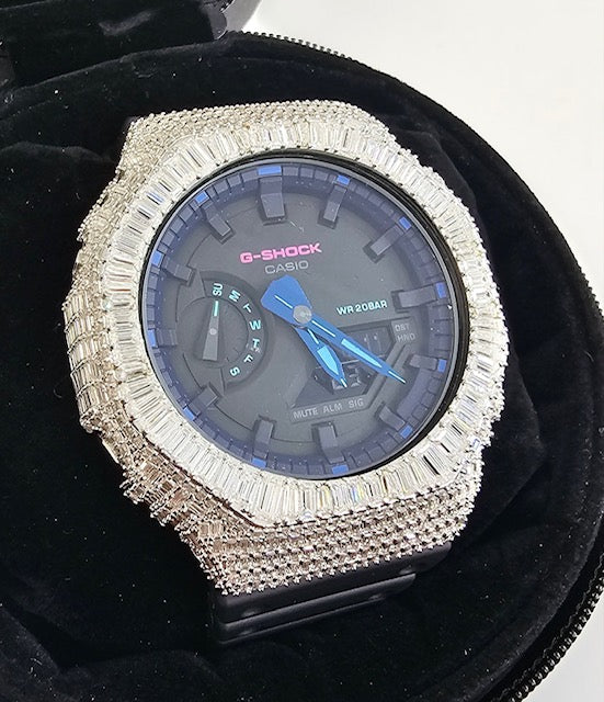 Iced Out VVS Moissanite G Shock Watch with Adjustable Watch Strap