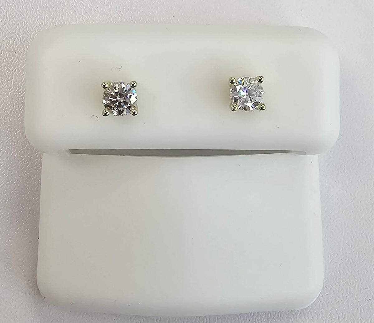 Silver Stud Earrings with .50cttw VVS Moissanite Stones with Gold Overlay