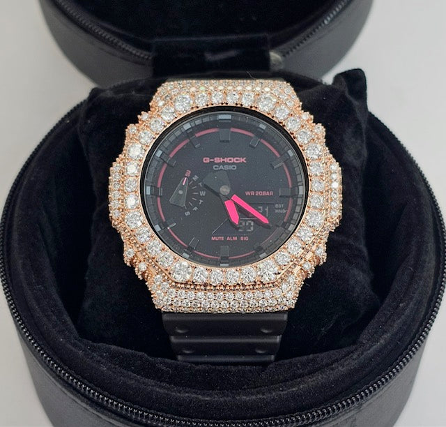 Iced Out VVS Moissanite G Shock Watch with Adjustable Watch Strap