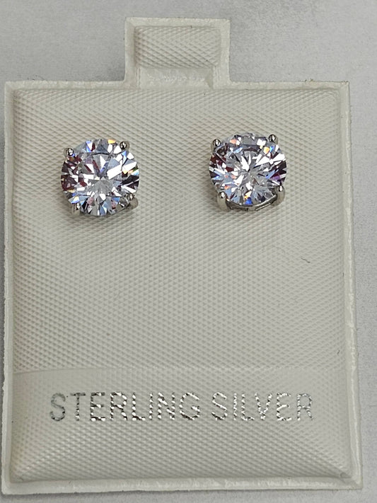 Silver Large Cubic Zirconia Round Earrings