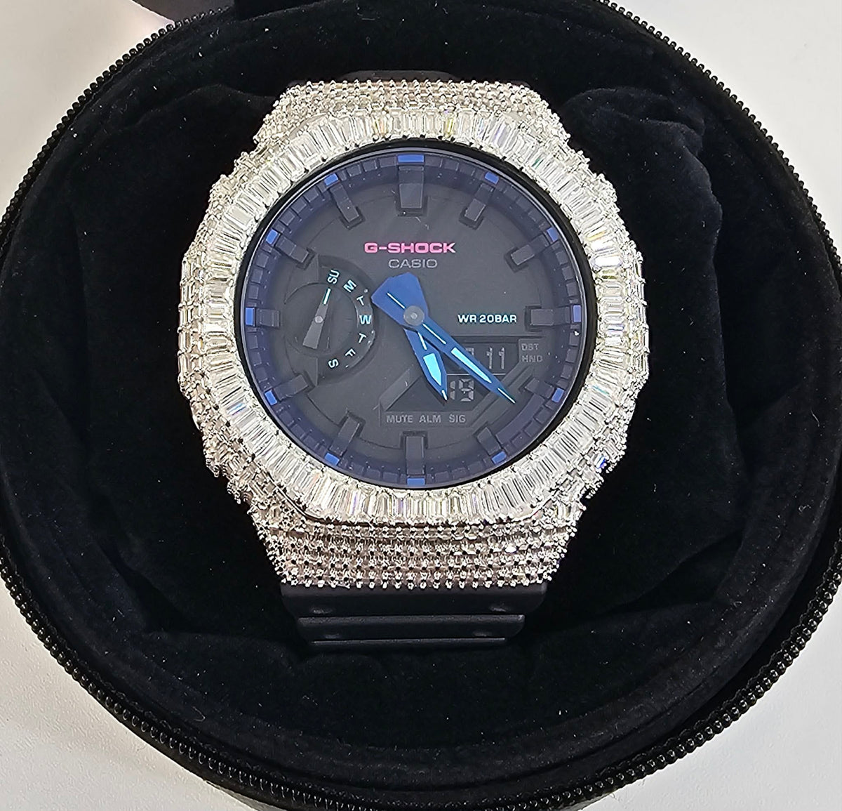 Iced Out VVS Moissanite G Shock Watch with Adjustable Watch Strap