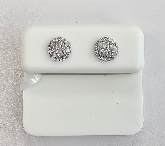 Silver Round Cluster Earrings with 0.52cttw VVS Moissanite